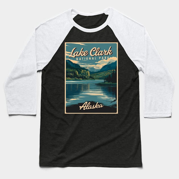 Travel Poster Lake Clark Alaska Baseball T-Shirt by Perspektiva